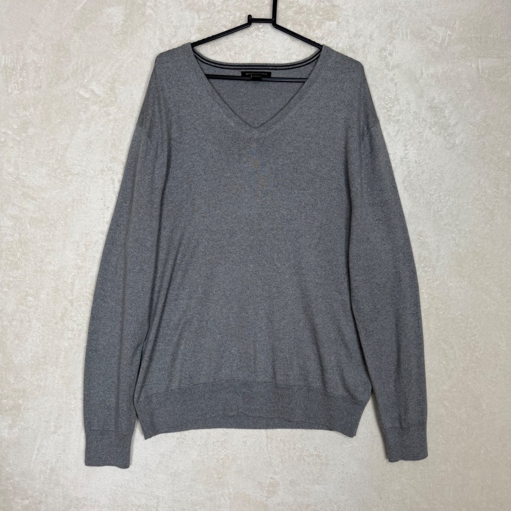 Banana Republic‎ Luxury Blend V Neck Sweater Men XL Gray Silk Cotton Cashmere